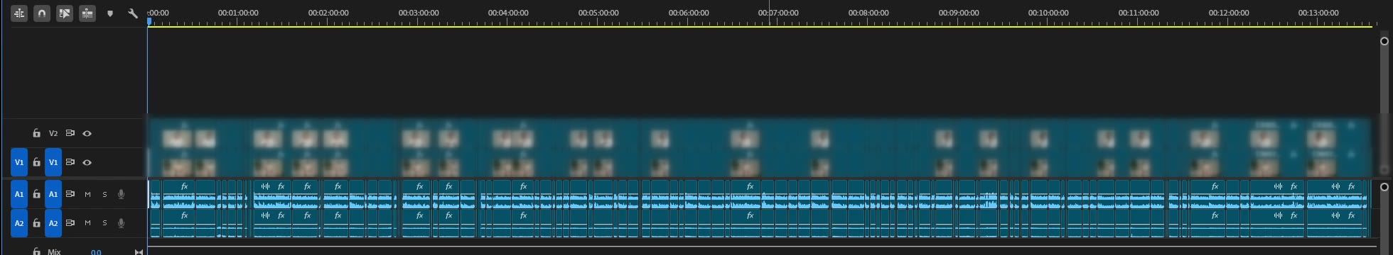 Готовая секвенция Резон на таймлайне Premiere Pro